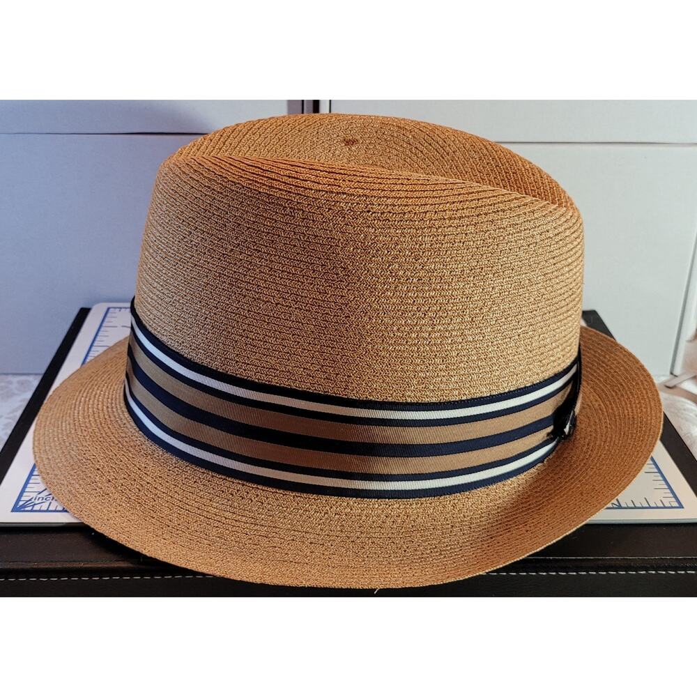Vintage Dobbs NY Straw Panama Fedora, 7 3/8, 
Sold by Meyer Hattier, New Orleans